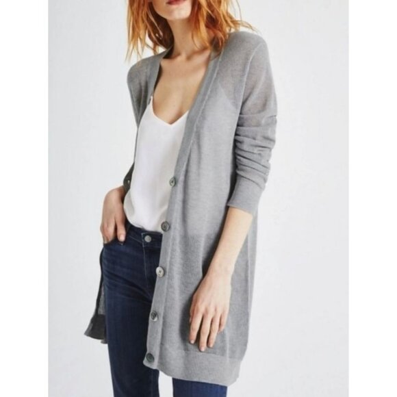 AG ADRIANO GOLDSCHMIED cotton/cashmere lightweight cardigan in gray size M - Picture 1 of 7